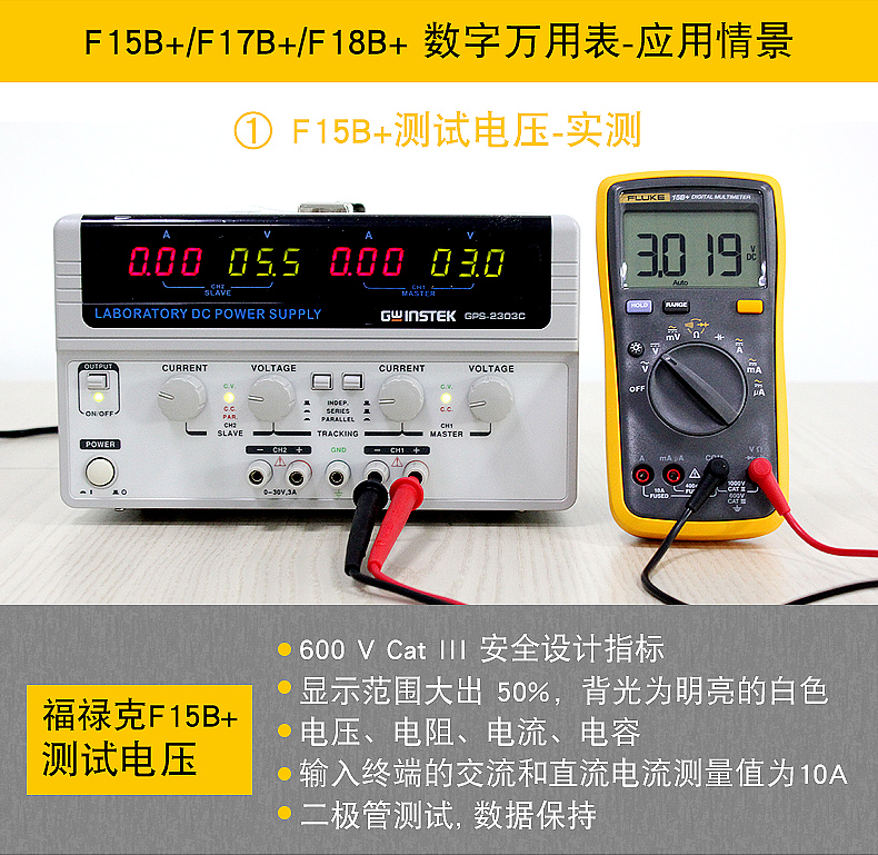 福禄克数字万用表18b+F15B+F17B+12E+F107/F101高精度防烧万能表