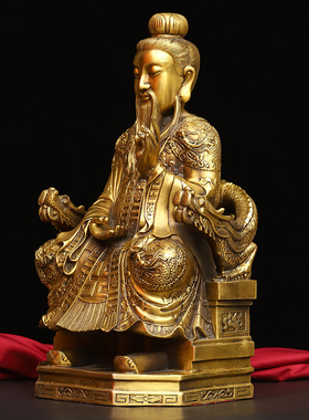 纯铜太上老君铜摆件 铜三清道祖铜像 三清神像铜元始天尊灵宝天尊