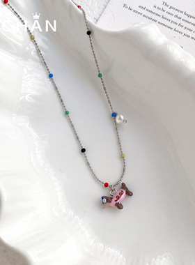 多巴胺腊肠狗吊坠锁骨链女款