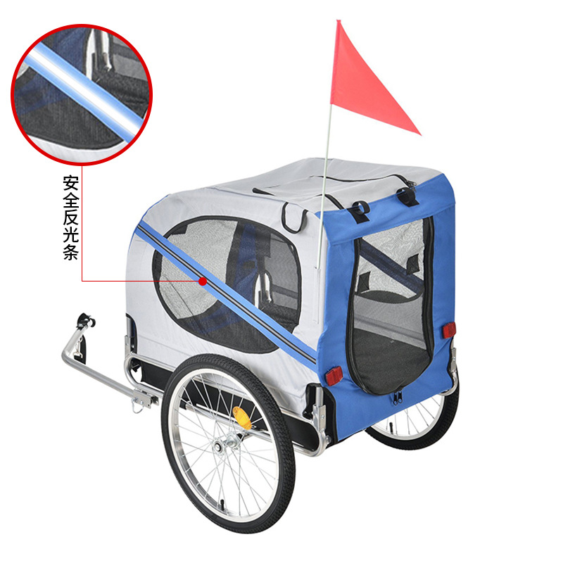 着带狗狗去旅行中大型犬宠物自行车后挂拖车斗户外遛狗猫载物折叠 - 图0