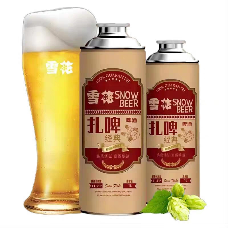 雪花原麦浓度11.5P原浆扎啤1L*6罐装精酿全麦优级黄白生啤鲜啤酒 - 图3