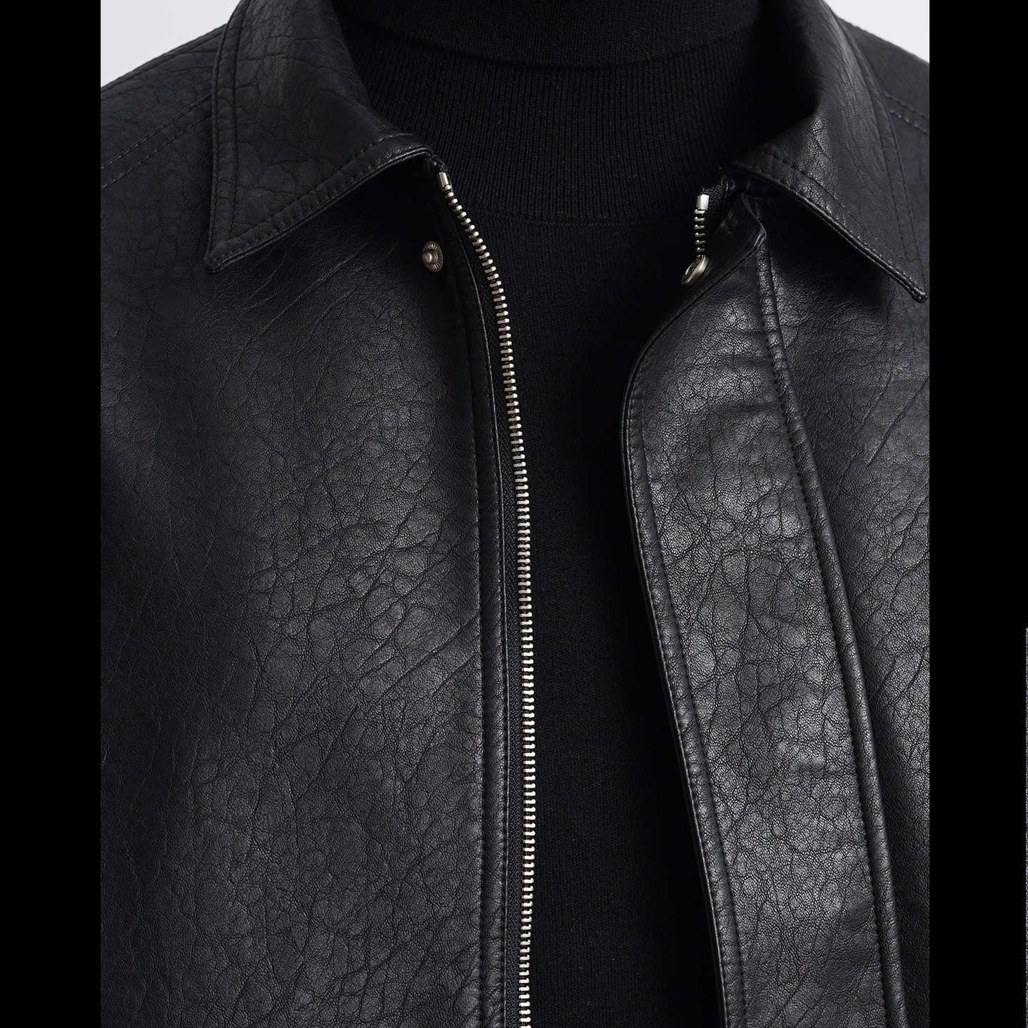 纳特尤尼2025宽松阔版PU皮裂纹时尚休闲皮夹克外套潮流机车男皮衣,淘宝优惠券,粉丝福利购,淘宝优惠卷