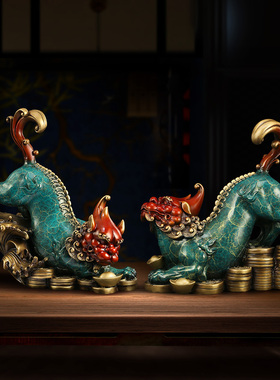 富贵貔貅摆件铜器办公室装饰品