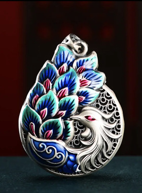 景泰蓝吊坠通用孔雀项链