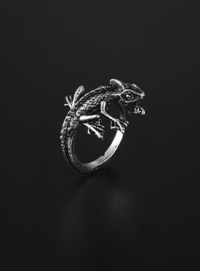 立体蜥蜴戒指潮酷男复古