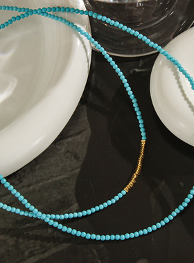 原创轻奢高级感天然绿松石碎银项链女锁骨链气质百搭设计感颈链