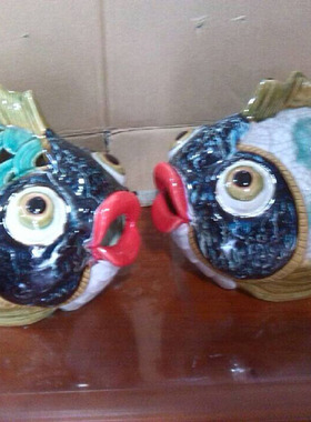 石湾公仔陶瓷摆件接吻鱼结婚礼物