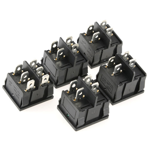 KCD5船型开关4脚2档6脚3档翘板电源按钮开关24*21MM 6A250V黑红绿 - 图0
