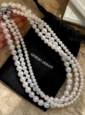 磁吸扣S家极光澳白色小米珍珠项链女2025新款轻奢高级感法式颈链