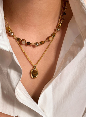 美拉德长款虎眼石毛衣链秋冬配饰品装饰项链女叠戴高级感轻奢小众