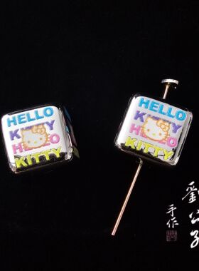 可爱kT卡通miu系亚克力印花方块刘公子手作diy串珠手机链饰品配件