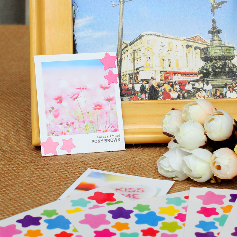 手帐工具 缤纷彩虹爱心五角星星圆形装饰日记6张装1张单张装贴纸 - 图3