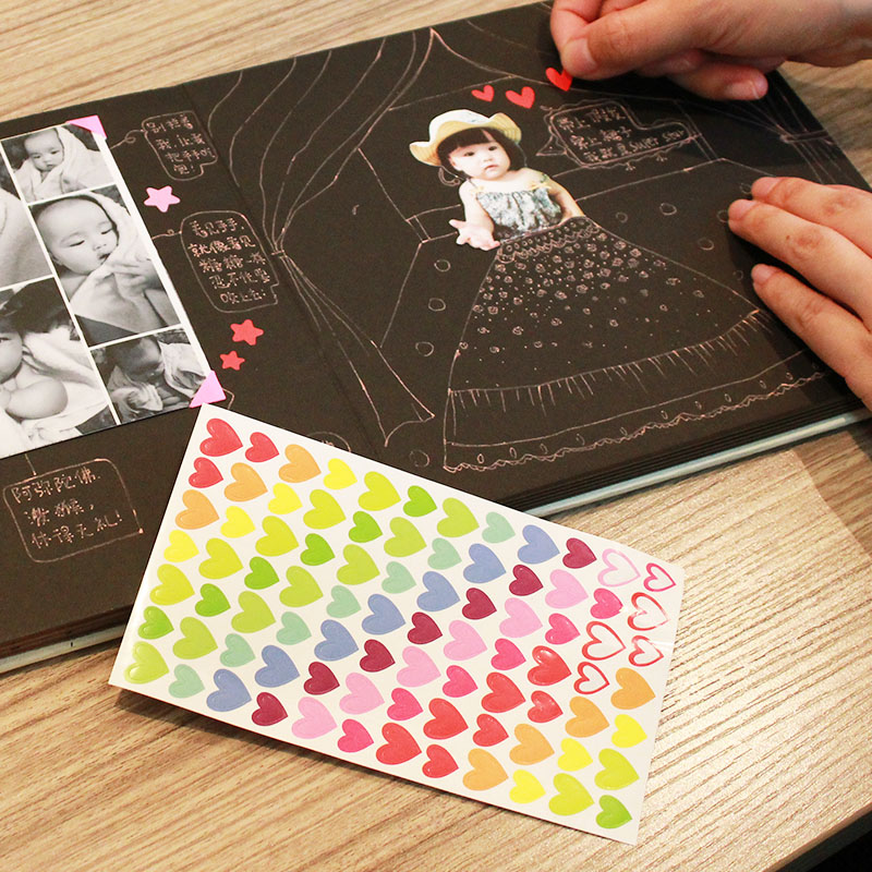 手帐工具 缤纷彩虹爱心五角星星圆形装饰日记6张装1张单张装贴纸 - 图1