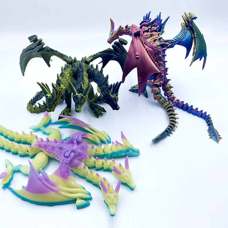 3D printed Ghidorah movable Chinese dragon joint flying dragon