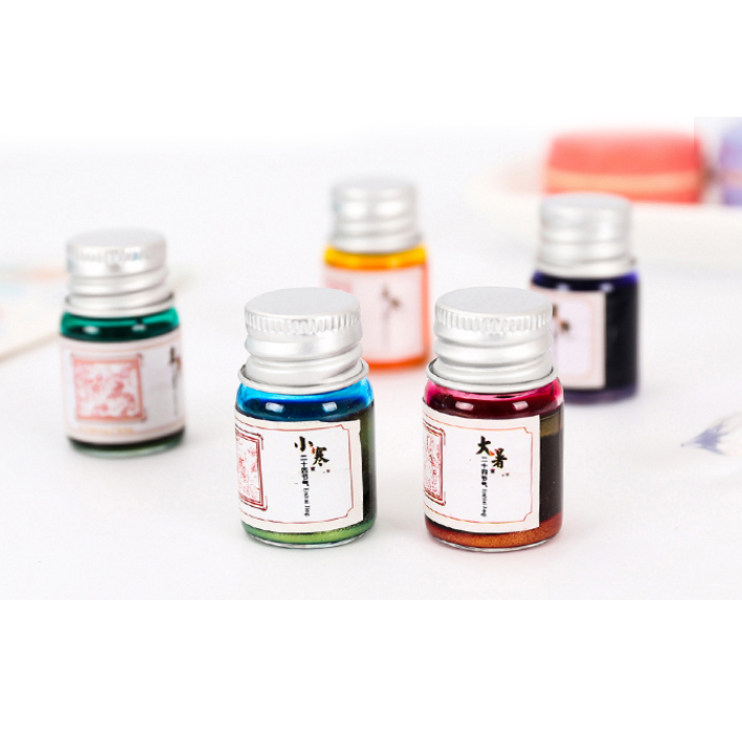 二十四节气金粉墨水渐变色彩墨闪粉古风彩色玻璃笔钢笔用24色套装,淘宝优惠券,粉丝福利购,淘宝优惠卷