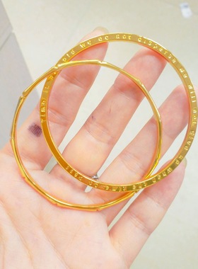 古法仿真黄金色竹节高升双环手镯