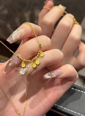 沙金工艺平安喜乐项链女款