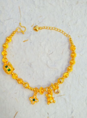 金店同款新中式星轮盘缠小熊手链