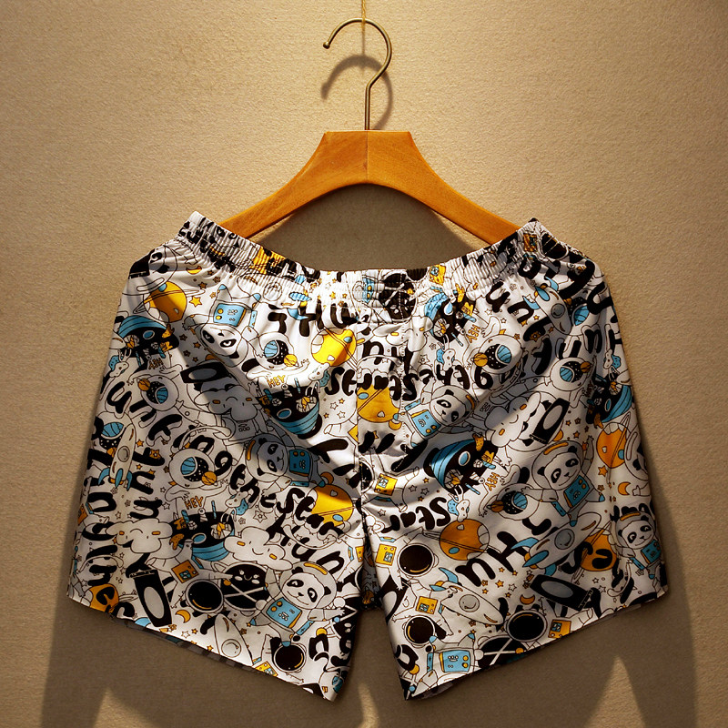 男士短裤夏季冰丝薄款阿罗裤宽松印花四角内裤家居三分睡裤大裤衩,淘宝优惠券,粉丝福利购,淘宝优惠卷