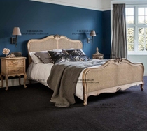 American countryside log vine choreography Creative Sculpture Flower Vine Face Double Man Bed Nordic Solid Wood Retro Hotel Showroom Innate