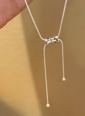 韩国进口925纯银可抽拉立体蝴蝶结项链女轻奢小众精致高级