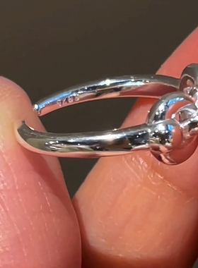 韩国进口通体925纯银扭结开口戒时尚戒指 纯银配饰