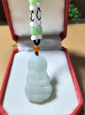 遇玉男女情侣翡翠观音佛吊坠项链