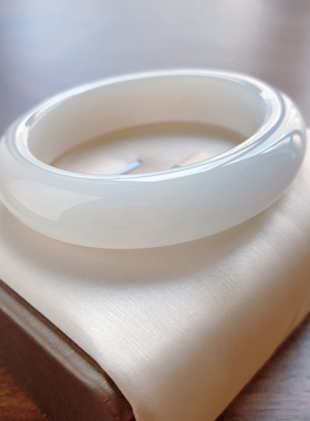 57圈口-藕粉+烟青-正装平安镯-青海料-天然和田玉手镯-梧桐家