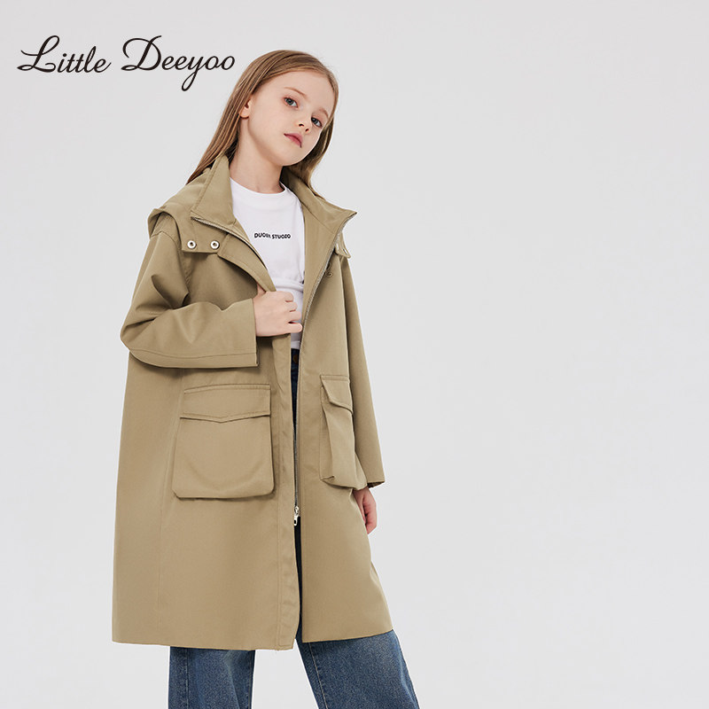 【特价】女童中长款连帽风衣新款中大童宽松外套儿童防风大衣,淘宝优惠券,粉丝福利购,淘宝优惠卷