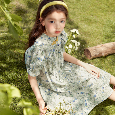 清仓特价女童连衣裙夏季新款中大童纯棉裙子女孩夏季网纱公主裙