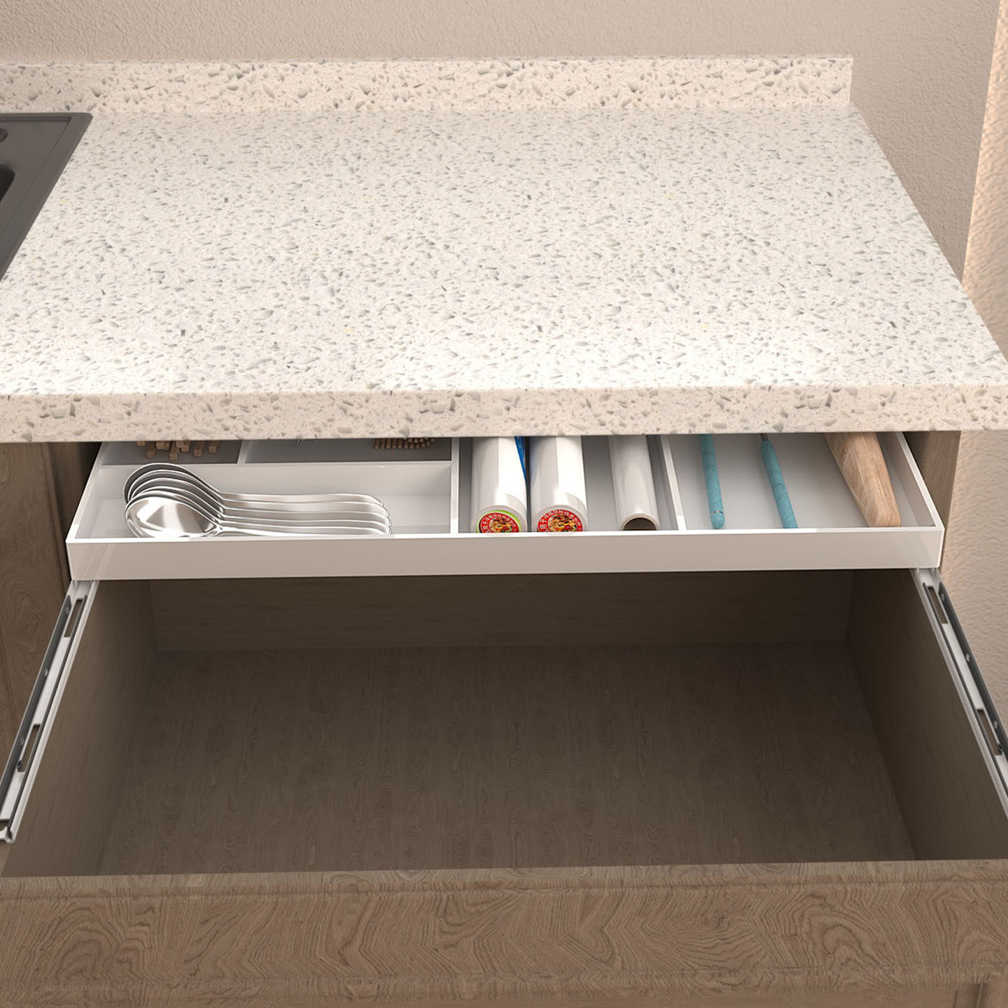 亚克力收纳分格托盘餐具分类整理抽屉拉篮改造抽中抽带细双向轨道,淘宝优惠券,粉丝福利购,淘宝优惠卷