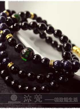 黑玛瑙琉璃男女款佛牌链可定制