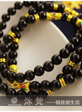 泰国黑玛瑙金色男女款佛牌链