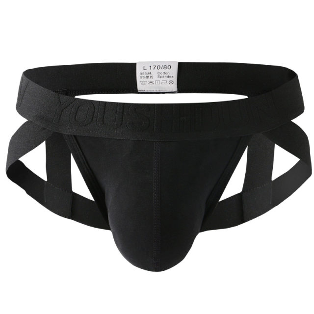 Low -waist underwear cotton men's thong big bag sexy double -diced buttocks and buttocks breathable and comfortable after empty pants pants pants