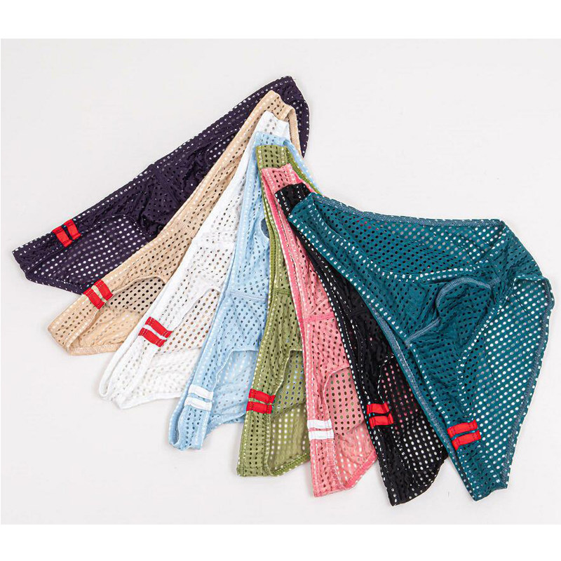 男士大囊袋三角网孔网眼内裤性感透气镂空网纱半透明低腰裤衩裤头,淘宝优惠券,粉丝福利购,淘宝优惠卷