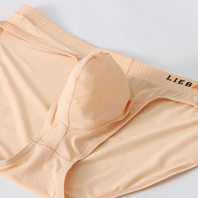 男士拼接大囊袋冰丝三角性感内裤薄款舒适激凸青年潮透气短裤衩 - 图1