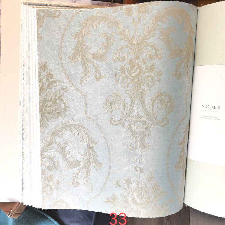 革尚墙布NOBLE.IV号版本美式高精密提花壁布美式大花大马士革做旧 - 图0