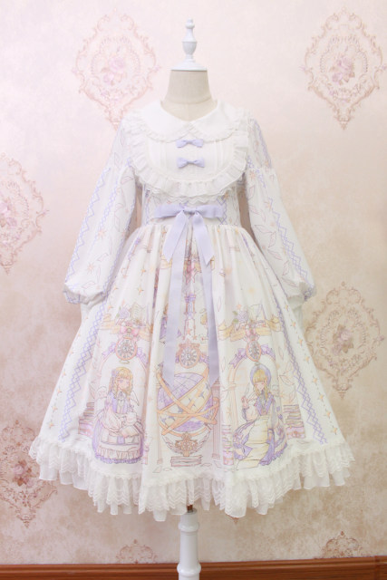 Alice Girl Original LOLITA Angel Handle Bowle Bowle Lace Fungus long -sleeved dress