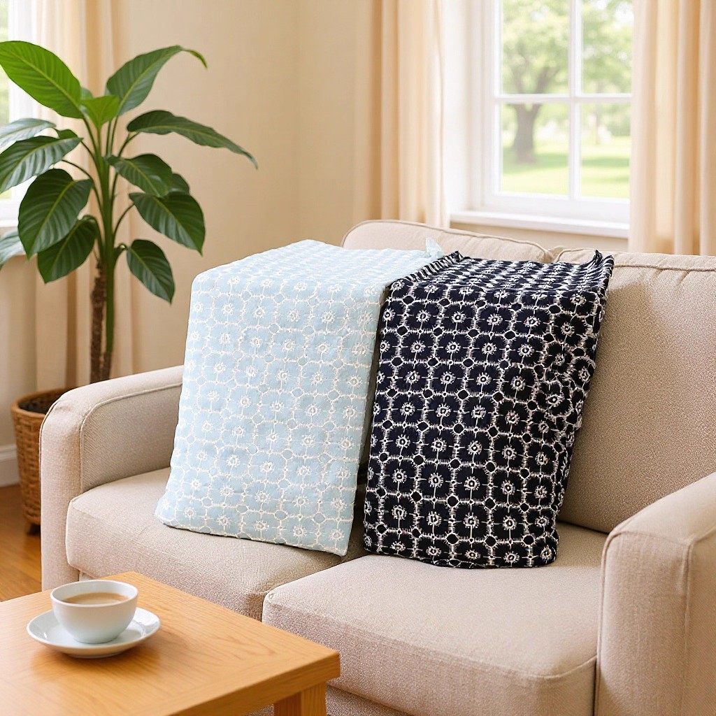 棉麻刺绣皆川明风格海葵布料桌布沙发抱枕套门帘手账本茶几布面料,淘宝优惠券,粉丝福利购,淘宝优惠卷