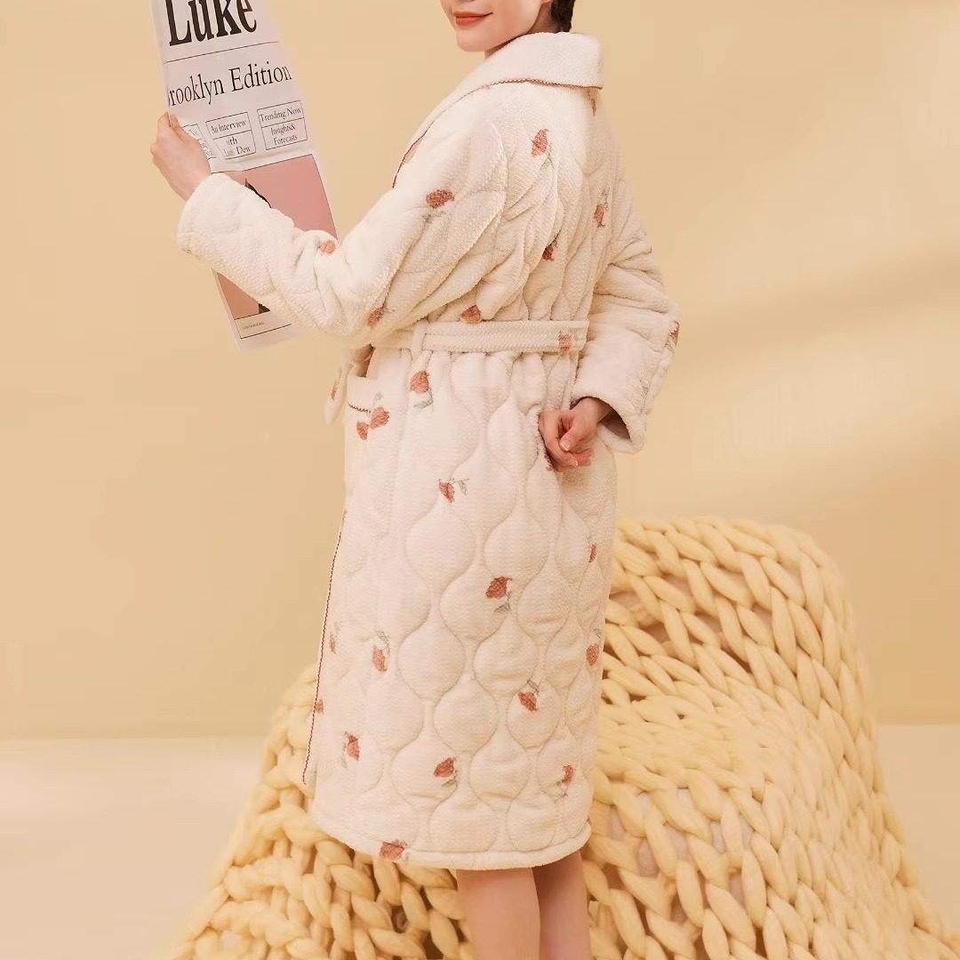 佰伦世家浴袍女士睡衣2024冬季新品三层加厚保暖牛奶绒夹棉女睡袍,淘宝优惠券,粉丝福利购,淘宝优惠卷