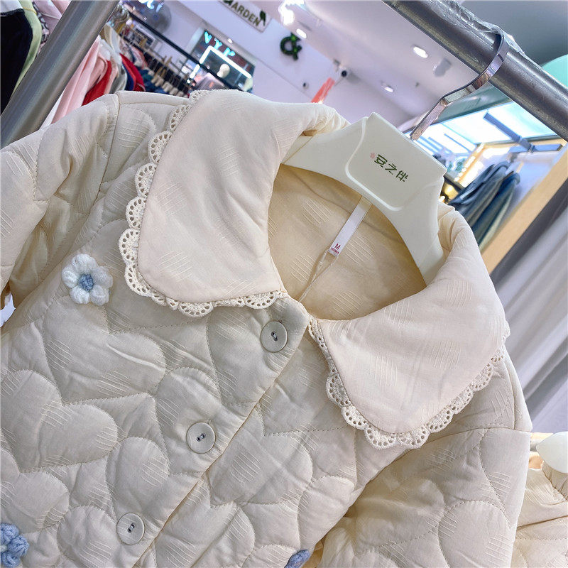 安之伴睡衣女冬季新款加厚梭织提花纯棉夹棉甜美减龄少女家居服套,淘宝优惠券,粉丝福利购,淘宝优惠卷
