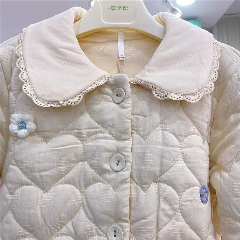 安之伴睡衣女冬季新款加厚梭织提花纯棉夹棉甜美减龄少女家居服套,淘宝优惠券,粉丝福利购,淘宝优惠卷