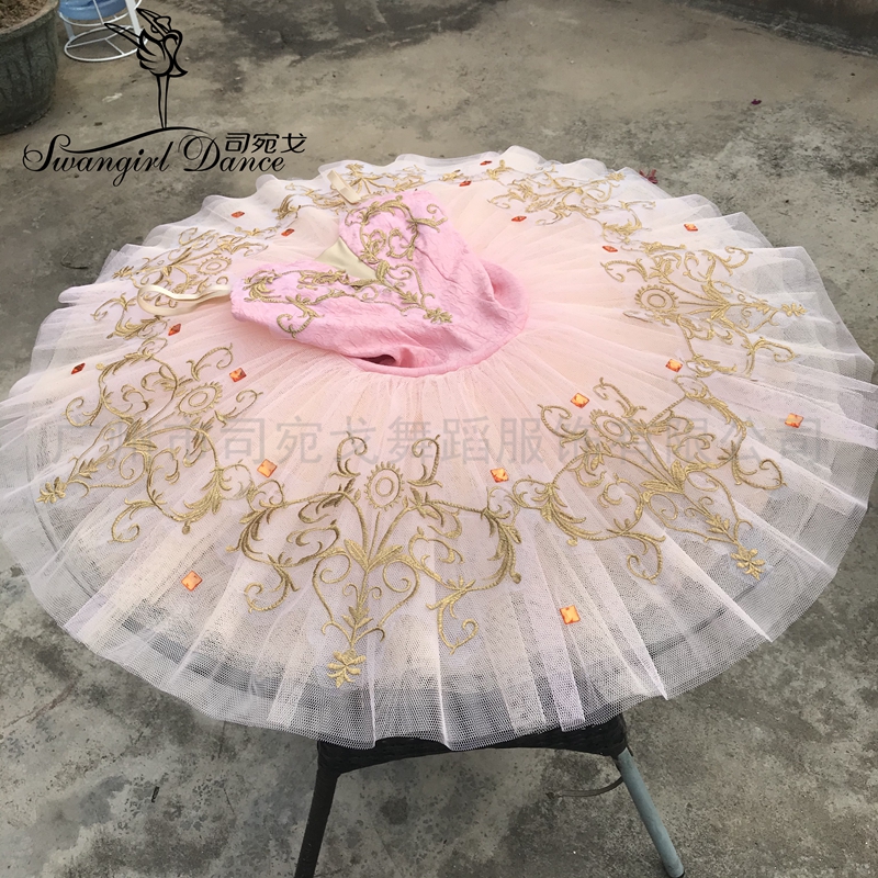芭蕾公主水蜜桃色演出TUTU裙女童GDC比赛蓬蓬裙8层-图1