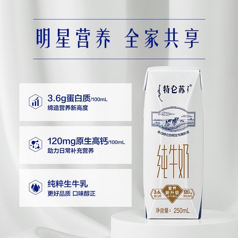 【热卖】特仑苏纯牛奶全脂灭菌乳利乐钻250ml×16包（电商） - 图2