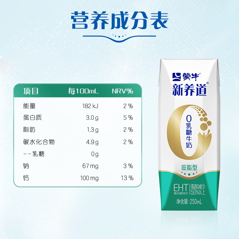 【热卖】蒙牛新养道低脂0乳糖牛奶早餐奶250mL*15包*1箱/2箱-图2