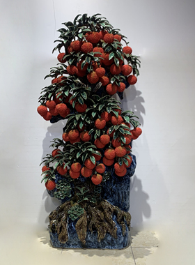 手工别墅摆件石湾公仔陶瓷大荔枝