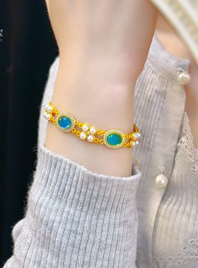 金店同款沙海蓝色双层珍珠