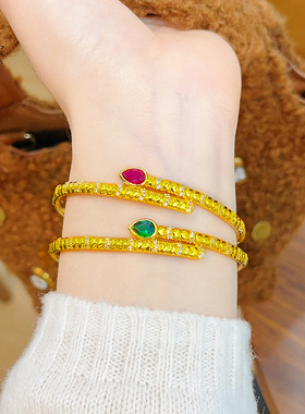 金店同款沙绿色亮面点钻蛇