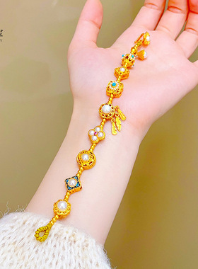 沙金999烧蓝珐琅镂空珍珠