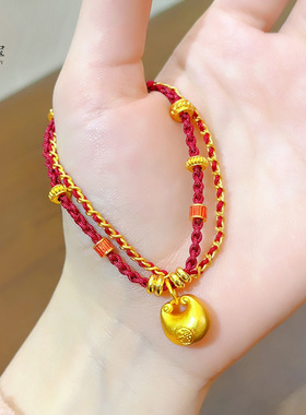 沙金999小胖福红绳双层手